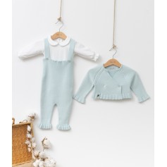 Дитячий в'язаний комплект Baby Mio бірюзовий (4038)