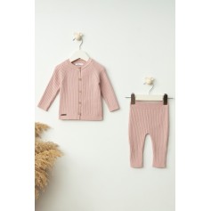 Дитячий в'язаний комплект Baby Mio рожевий (4045)