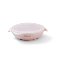 Силиконовая тарелка с присоской и крышкой Babyono розовый (1661/02)