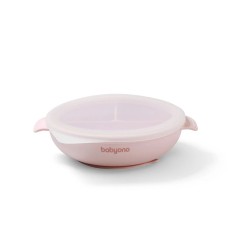 Силиконовая тарелка с присоской и крышкой Babyono розовый (1661/02)
