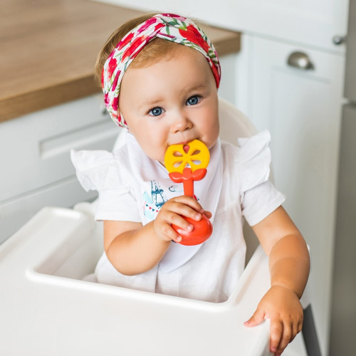 Прорізувач для зубів розвиваючий з брязкальцем BabyOno Juicy Orange, 3м+ (499/01) — 22503