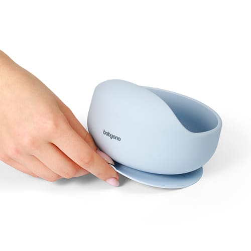 Дитяча мисочка з присоскою силіконова BabyOno, синій (1481/01) — 18329