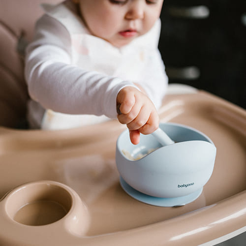 Дитяча мисочка з присоскою силіконова BabyOno, синій (1481/01) — 18329