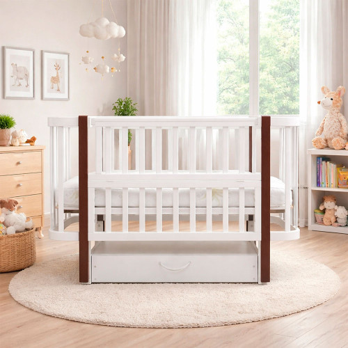 Кровать-маятник с ящиком Babyroom Луна LU-3 Белый-Венге — 17787