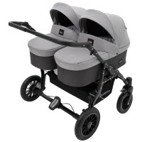 Коляска 2в1 для двойни Bair Sorento DUO BS-02 серый / графит