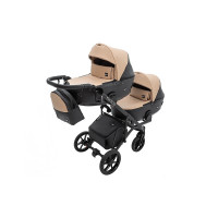Коляска 2в1 для двійні Bair Kiwi DUO ECO BKD-18/15 капучино / чорний