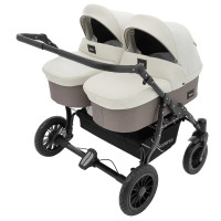 Коляска 2в1 для двойни Bair Sorento DUO BS-03 слоновая кость / капучино