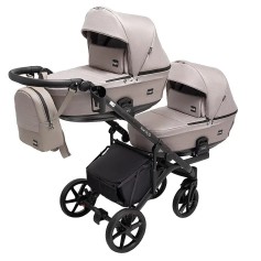 Коляска 2 в 1 для двійні Bair Kiwi DUO Soft BKD-455 капучіно