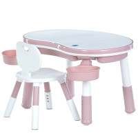 Детский столик Bambi со стульчиком и игровым полем для конструктора, розовый (M 6177-8)