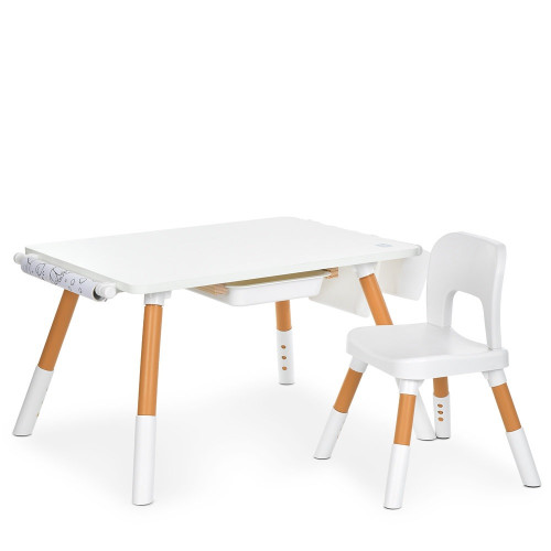 Дитячий столик Bambi зі стільчиком та полицею, біла поверхня (M 6319-1)