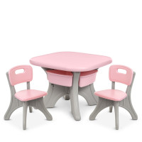 Детский стол с двумя стульчиками и ящиками, 69-69-50 см, розовый (NEW TABLE-8)