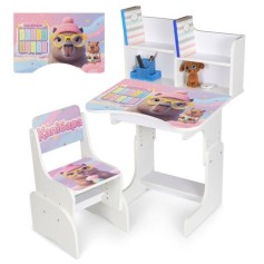 Детская парта со стульчиком Bambi Капибара, таблица умножения, белая (N 2071-34-1)