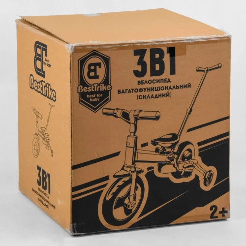 Детский велосипед-трансформер Best Trike 58195, родительская ручка, съемные педали — 10310
