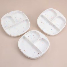 Детская тарелка Bibs White с секциями силиконовая
