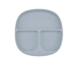 Детская тарелка Bibs Light Grey с секциями силиконовая