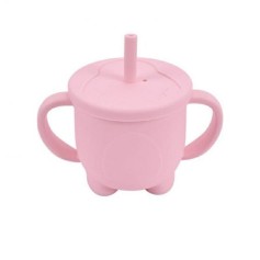 Поильник силиконовый Bibs Пингвин Almond с трубочкой