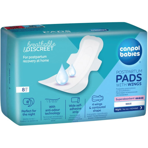 Післяпологові нічні прокладки з крильцями Canpol Babies 8 шт. (78/008)