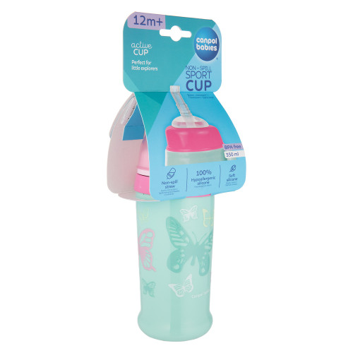 Поильник Canpol babies Butterfly с трубочкой, бирюзовый, 350 мл (56/515_tur) — 11071