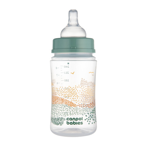 Пляшечка для годування Canpol Babies EasyStart Mountains з широким отвором 240 мл (35/243_gre) — 10903
