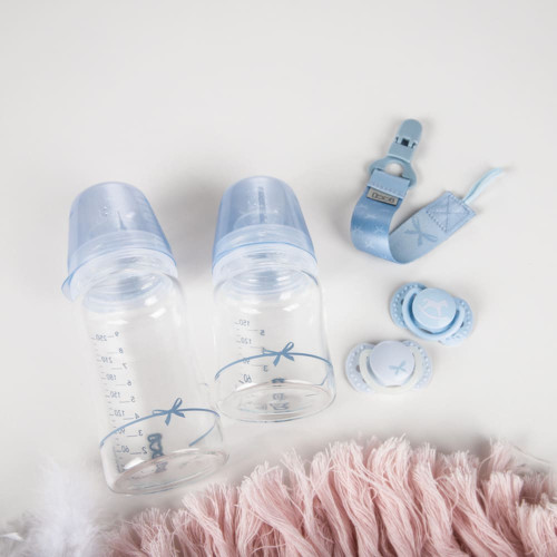 Бутылочка для кормления стеклянная Lovi Diamond Glass Baby Shower boy, 150 мл (74/104boy) — 11099