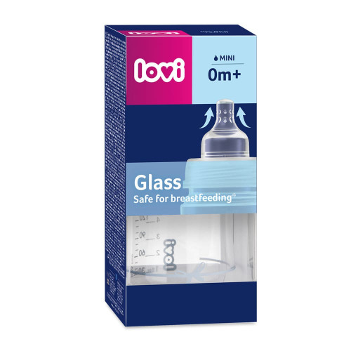 Бутылочка для кормления стеклянная Lovi Diamond Glass Baby Shower boy, 150 мл (74/104boy) — 11099