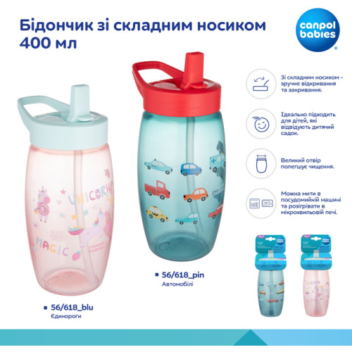 Бидончик со складным носиком Canpol Babies Единороги 400 мл (56/618) — 18657