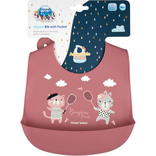 Слинявчик силіконовий Canpol babies Bonjour Paris, червоний (74/027_red) — 19370