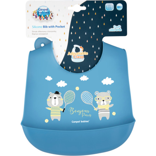 Слинявчик силіконовий Canpol babies Bonjour Paris, синій (74/027_blu) — 19372