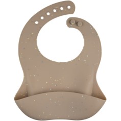 Слюнявчик силиконовый Canpol Babies Dots с кармашком 26х23 см, бежевый (51/029_bei)