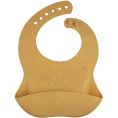 Слюнявчик силиконовый Canpol Babies Dots с кармашком 26х23 см, желтый (51/029_yel)