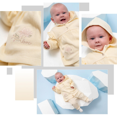 Детский комплект Caramell кофта + кофта + брюки, молочный (TKK2102) — 21870 Детский комплект Caramell кофта + кофта + брюки, молочный (TKK2102) — 21870