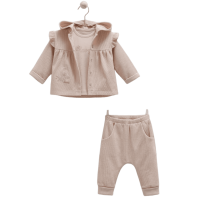 Детский комплект Caramell кофта + кофта + брюки, розовый (TKK2102)