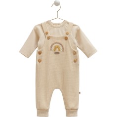 Дитячий теплий комплект Caramell кофта + комбінезон, бежевий (SLE2056)