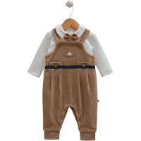 Детский теплый комплект Caramell кофта+комбинезон, коричневый (SLE9434)