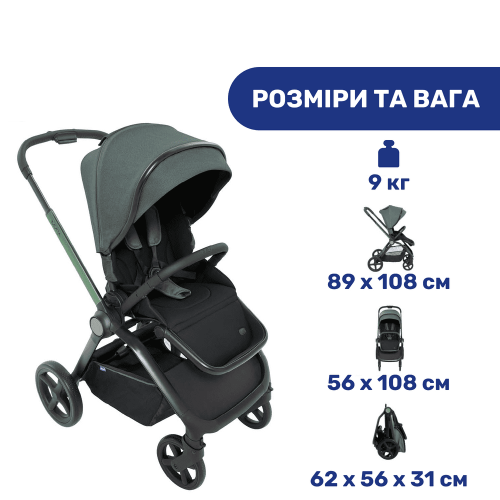 Коляска 2в1 Chicco Mysa зеленый (87026.30.01) — 4091