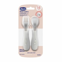 Ложка та виделка з нержавіючої сталі Chicco 18м+, сіра (16102.35)