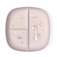 Тарелка детская на 3 секции Chicco 12м+, розовая (16003.15)