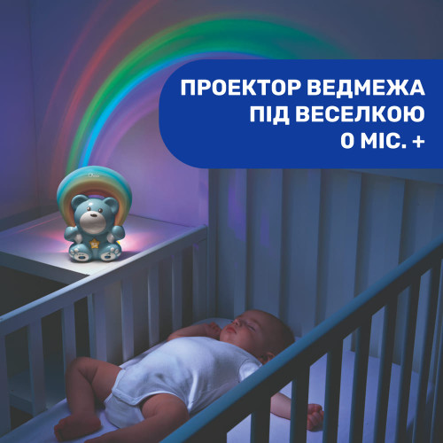 Іграшка-проектор Chicco Ведмедик під веселкою, блакитний (10474.20) — 13710
