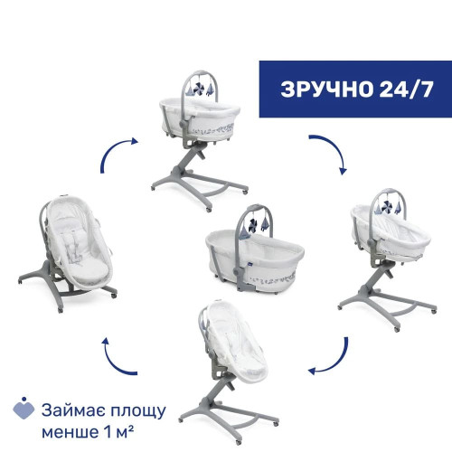 Кроватка-стульчик 5 в 1 Chicco Baby Hug Pro белый (87076.14) — 20849 Кроватка-стульчик 5 в 1 Chicco Baby Hug Pro белый (87076.14) — 20849