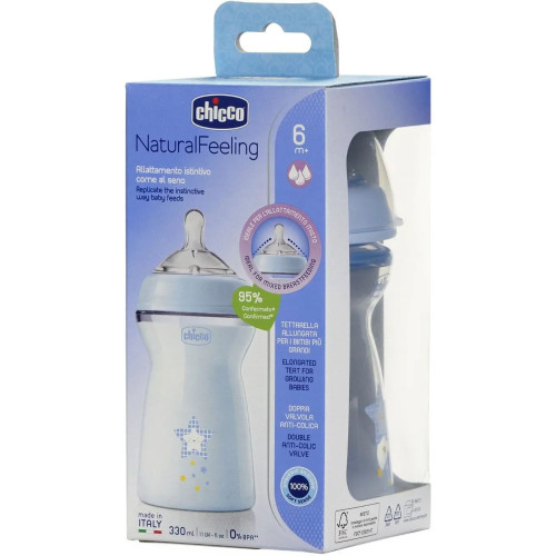 Пляшечка для годування Chicco Natural Feeling 6м +, 330 мл (81335.20) — 9960 Пляшечка для годування Chicco Natural Feeling 6м +, 330 мл (81335.20) — 9960