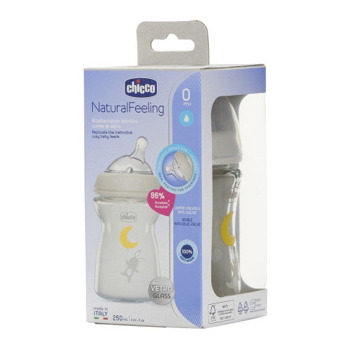 Пляшечка для годування скляна Chicco Natural Feeling New 0м+, 150 мл (81211.30) — 10009