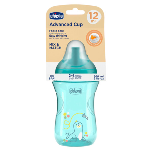 Поїльник-непроливайка з носиком трубочкою Chicco Advanced Cup, 266мл, 12м+ бірюзовий (06941.25) — 22359 Поїльник-непроливайка з носиком трубочкою Chicco Advanced Cup, 266мл, 12м+ бірюзовий (06941.25) — 22359