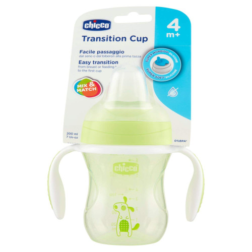 Поильник с мягким носиком Chicco Transition, 200 мл, 4м+ Зеленый (06911.30.10) — 16833