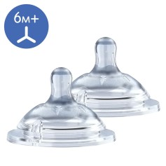 Соска силіконова Chicco Natural Feeling, для каш, 6м+, 2 шт. (81057.20)