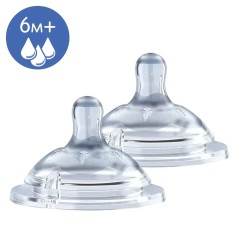 Соска силіконова Chicco Natural Feeling, швидкий потік, 6м+, 2 шт. (81047.20)