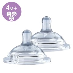 Соска силіконова Chicco Natural Feeling, змінний потік, 4м+, 2 шт. (81035.20)