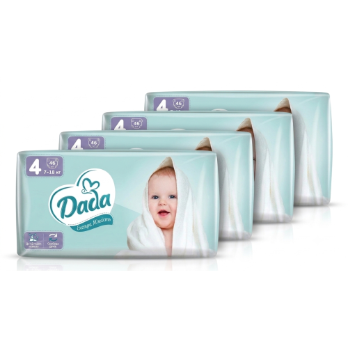 Підгузки Dada Extra Soft 4 (7-18кг), 184 шт (4 уп. х 46 шт.)
