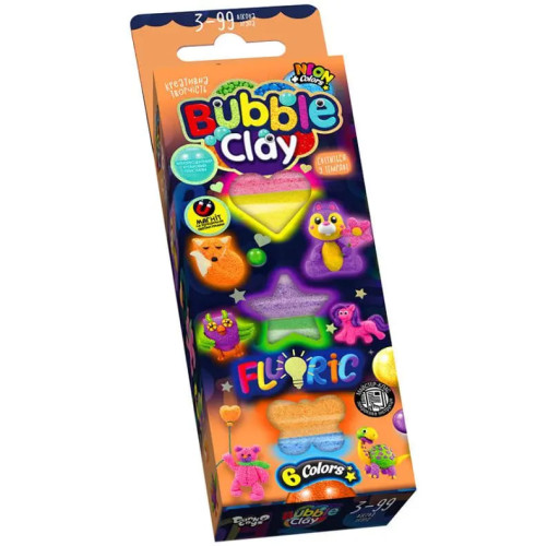 Дитяче тісто для ліплення Danko Toys "BUBBLE CLAY "FLUORIC" (142764-Г)  