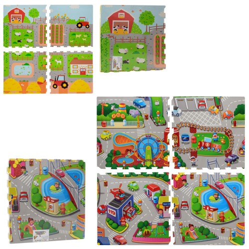 Дитячий килимок-мат місто, ферма ,61-61-4см M 5712-1