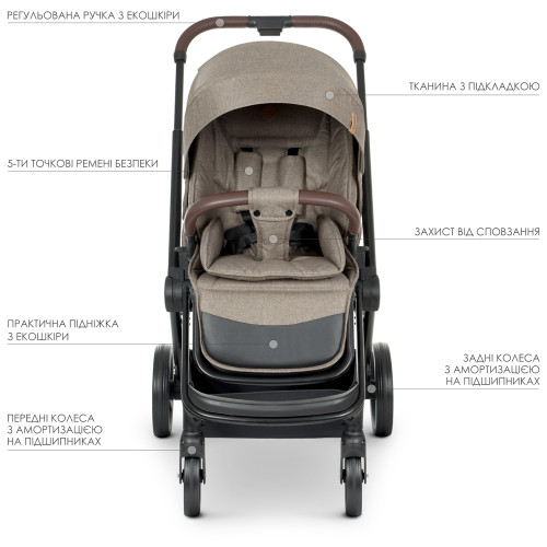 Коляска 2в1 El Camino ME 1091-B Persona Beige — 3560 Коляска 2в1 El Camino ME 1091-B Persona Beige — 3560